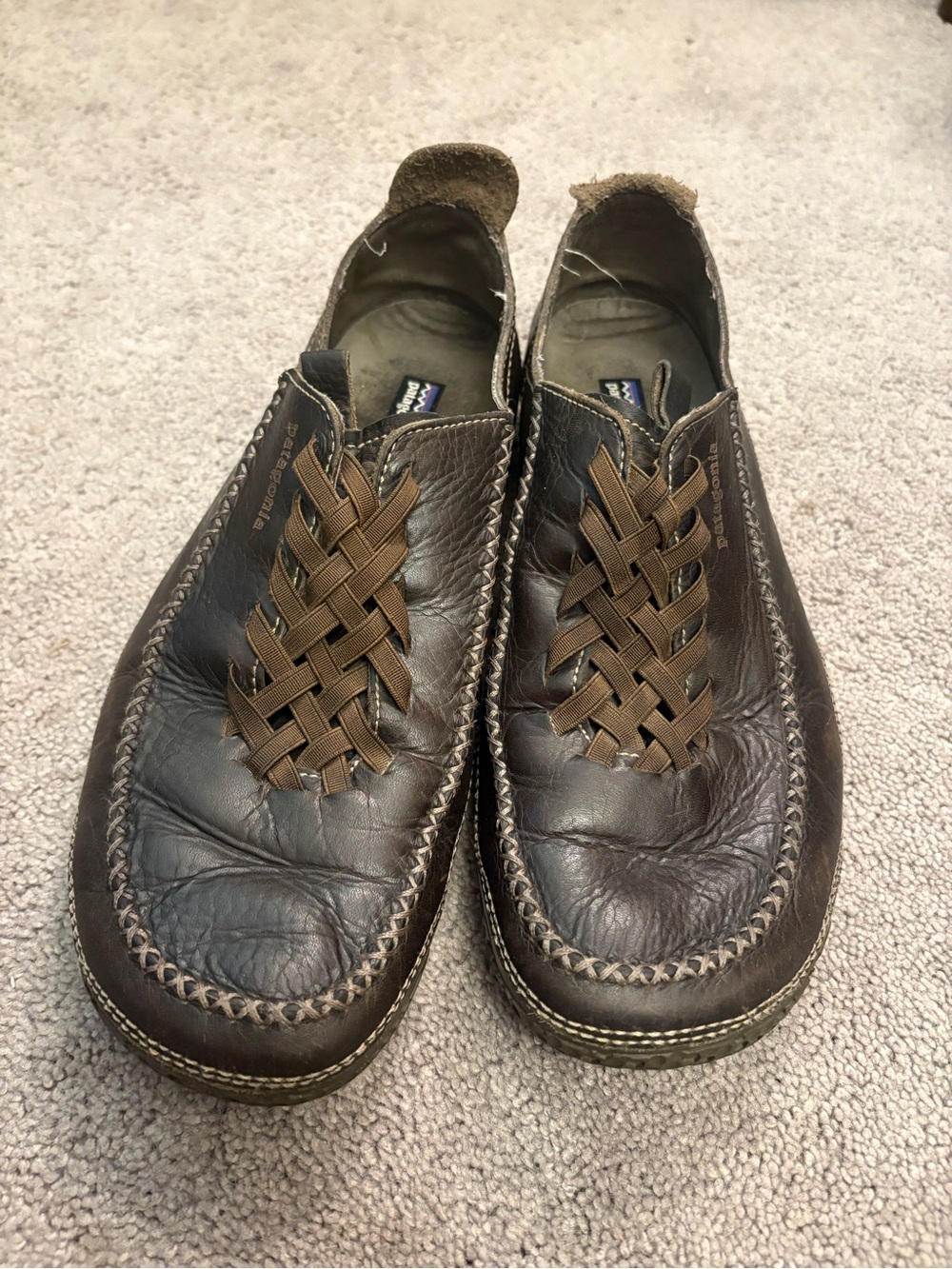 Patagonia Men's Brown Leather Braided Slip-On Loafers
